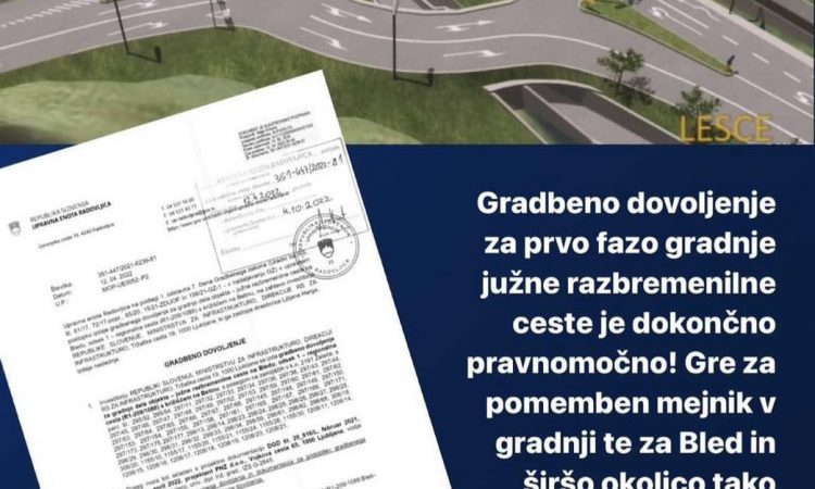 Gradbeno dovoljenje za prvo fazo blejske obvoznice pravnomočno