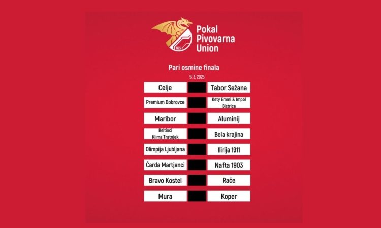 Osmina finala Pokala Pivovarna Union prinaša zanimive dvoboje